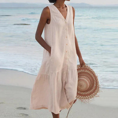 Ercilia | Vestido elegante sin mangas con cuello en V