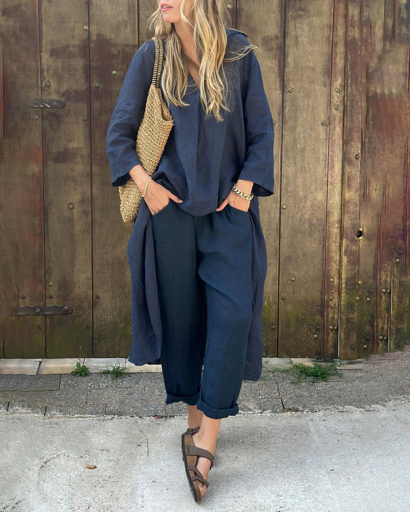 Elvita - Conjunto chic de dos piezas con elegancia sin esfuerzo y estilo versátil