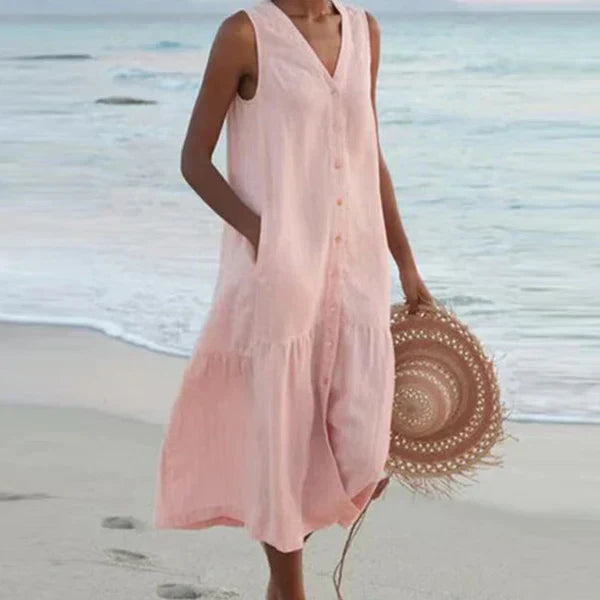 Ercilia | Vestido elegante sin mangas con cuello en V