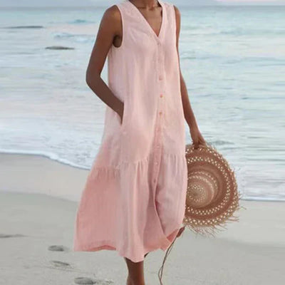 Ercilia | Vestido elegante sin mangas con cuello en V
