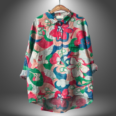 Edelmira - Camisa floral artesanal para mujer