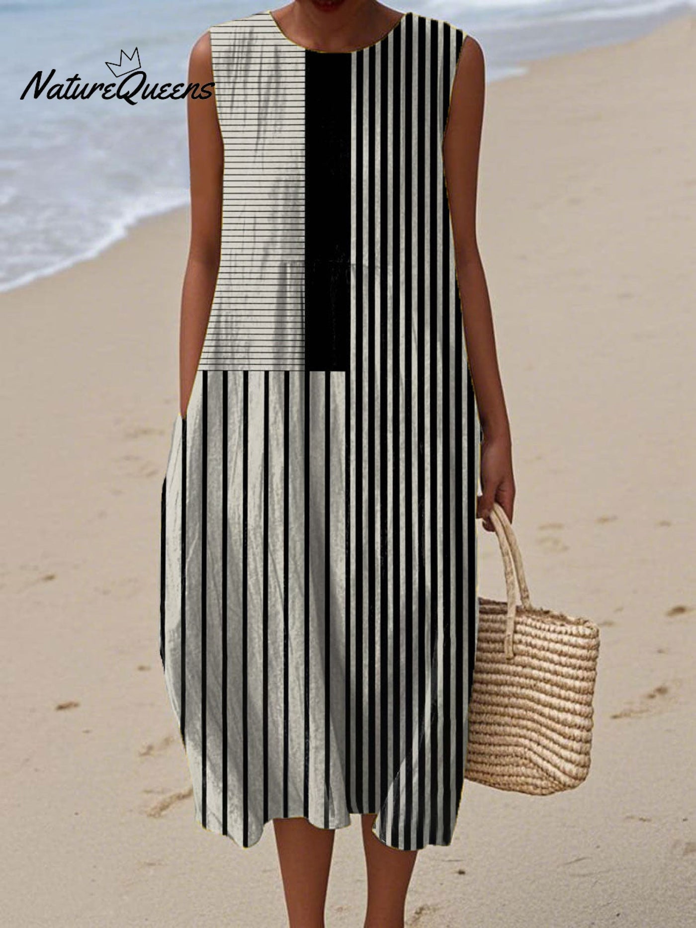 Variel | Vestido de líneas monocromáticas