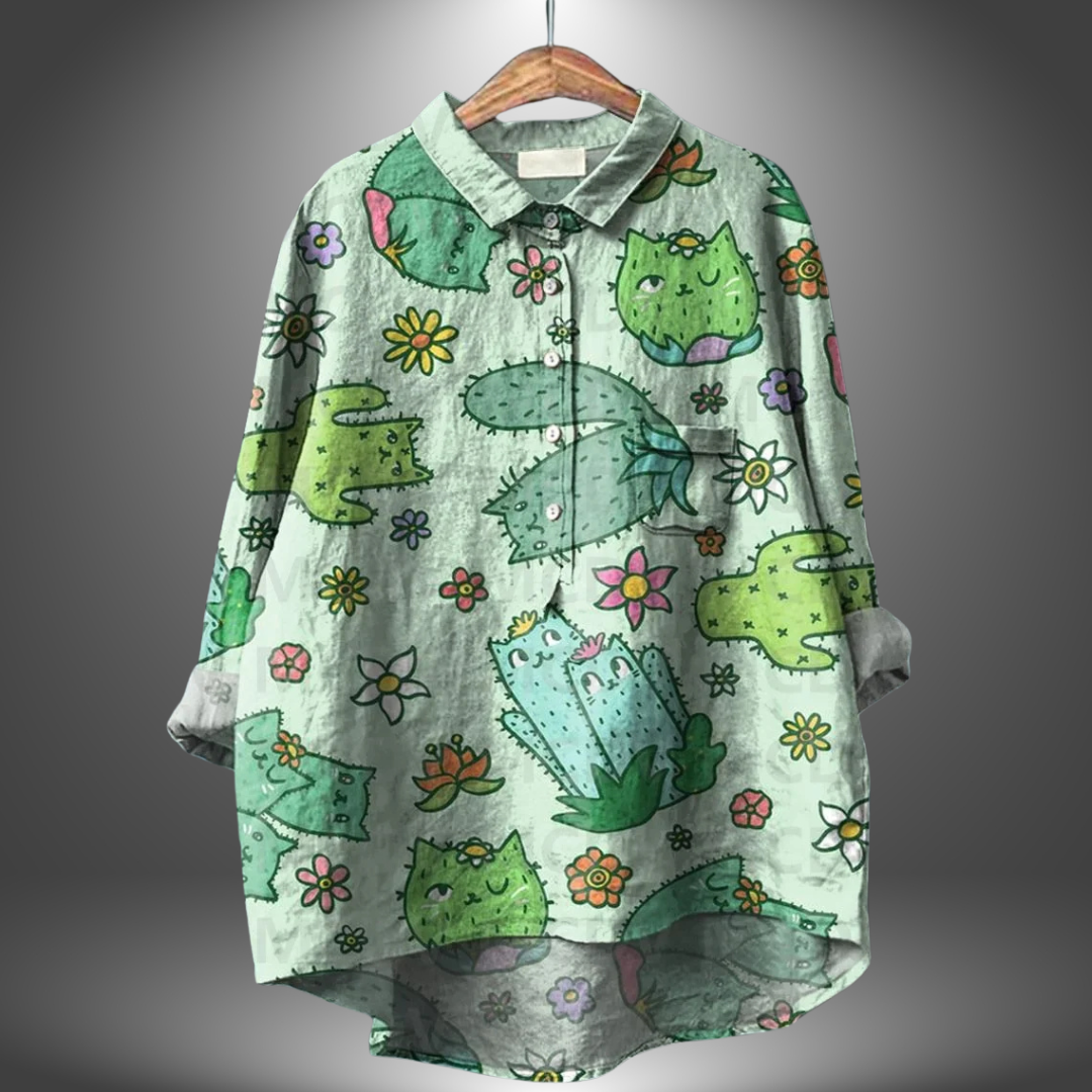 Edelmira - Camisa floral artesanal para mujer
