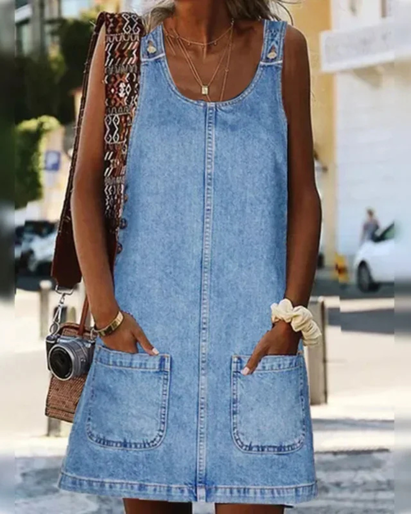 Crisann | Vestido de verano de denim práctico y ligero