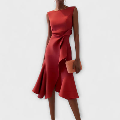 Andria | Vestido midi asimétrico drapeado