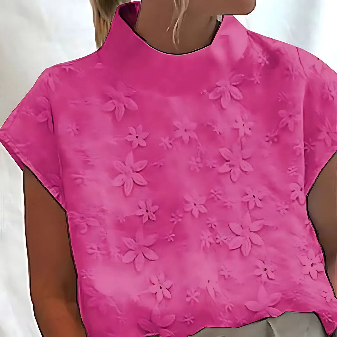 Roseline - Con cuello alto liso bordado