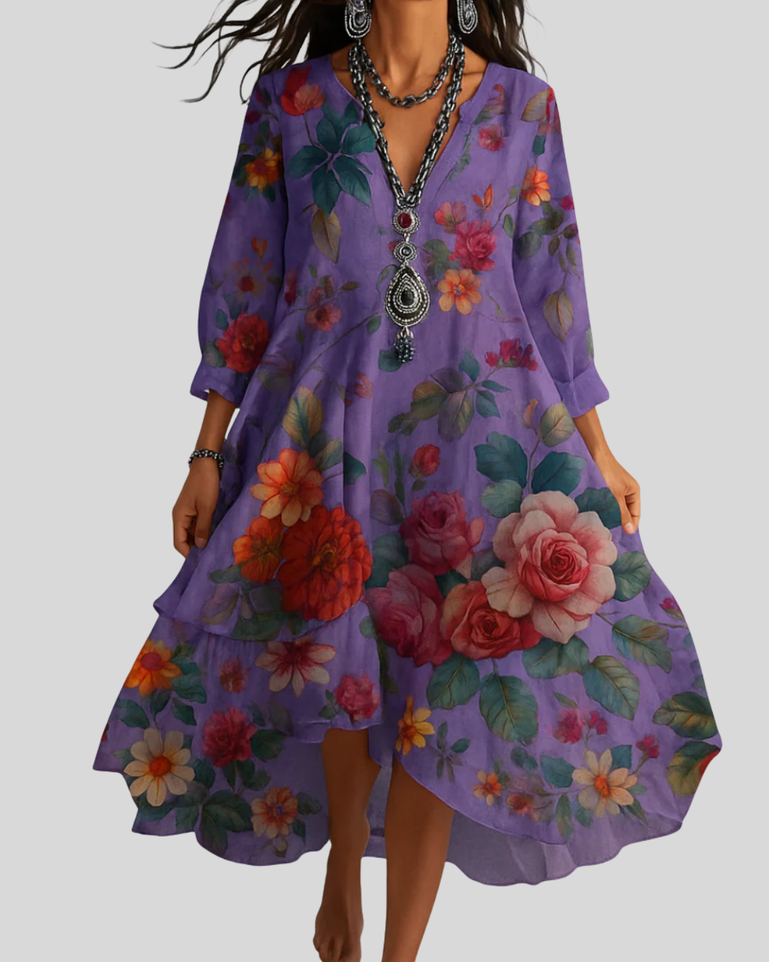 Eligia | Vestido largo bohemio y ligero con estampado floral