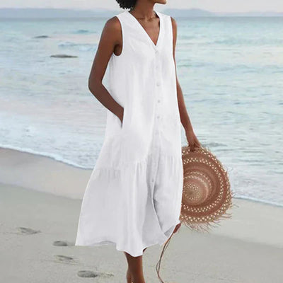 Ercilia | Vestido elegante sin mangas con cuello en V