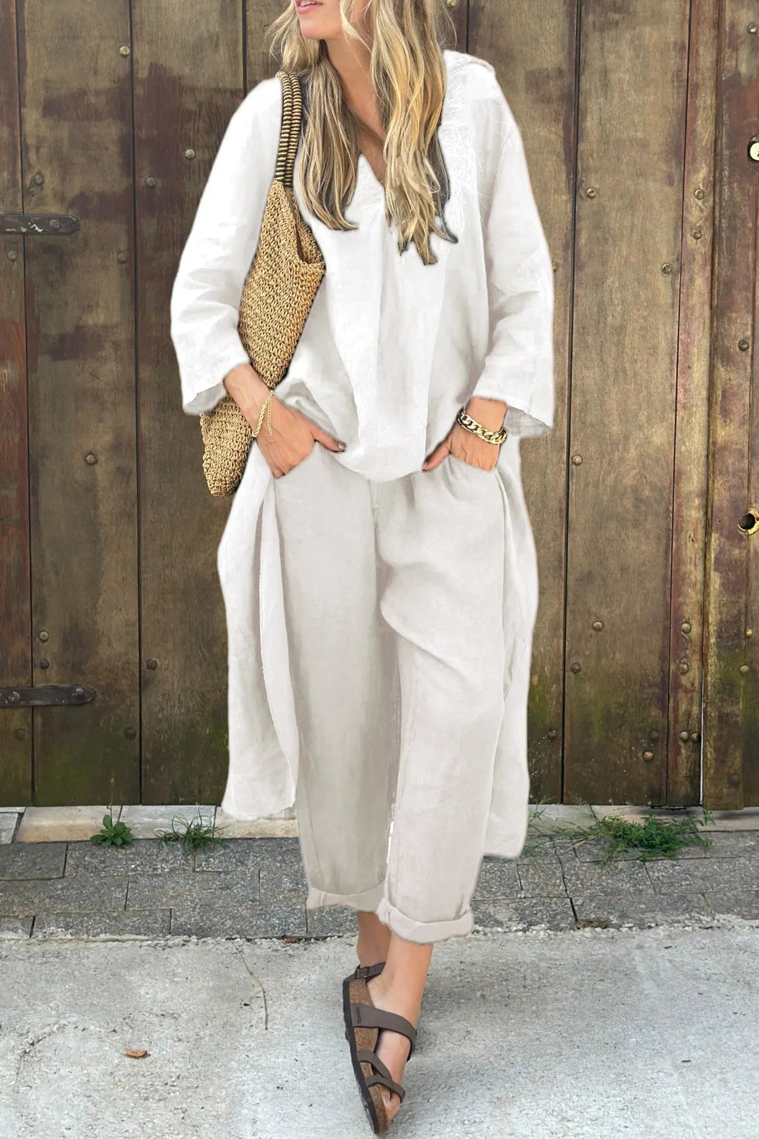 Elvita - Conjunto chic de dos piezas con elegancia sin esfuerzo y estilo versátil