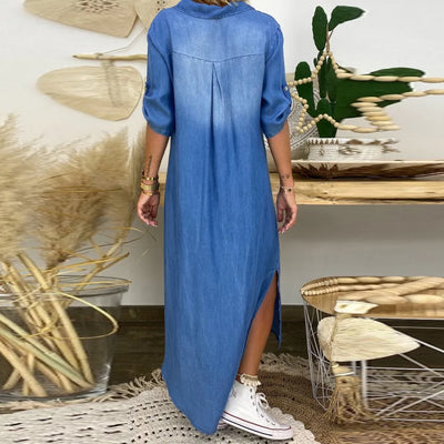 Adoria | Vestido largo vaquero con abertura lateral