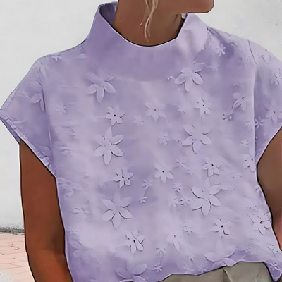 Roseline - Con cuello alto liso bordado