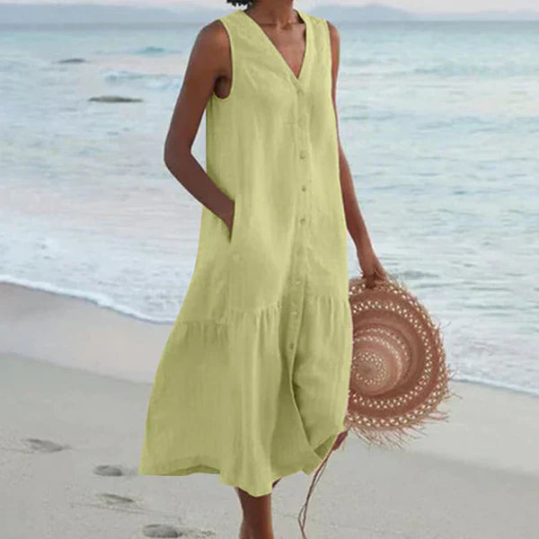 Ercilia | Vestido elegante sin mangas con cuello en V