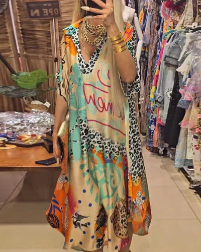Araceli - Vestido informal con colorido estampado de leopardo