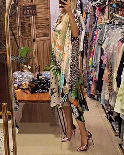 Araceli - Vestido informal con colorido estampado de leopardo