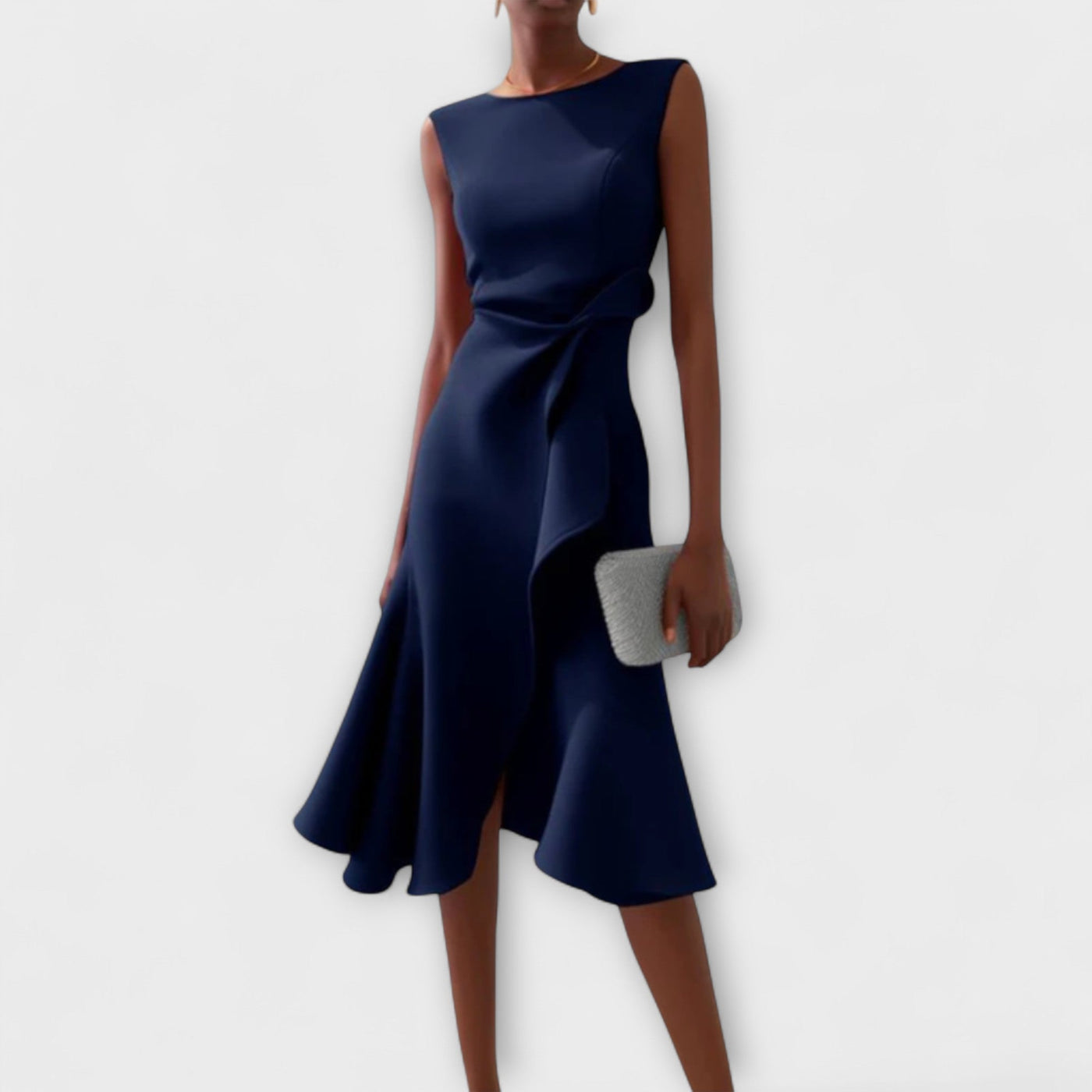 Andria | Vestido midi asimétrico drapeado