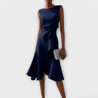 Andria | Vestido midi asimétrico drapeado