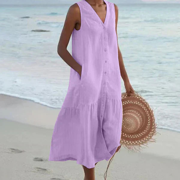 Ercilia | Vestido elegante sin mangas con cuello en V