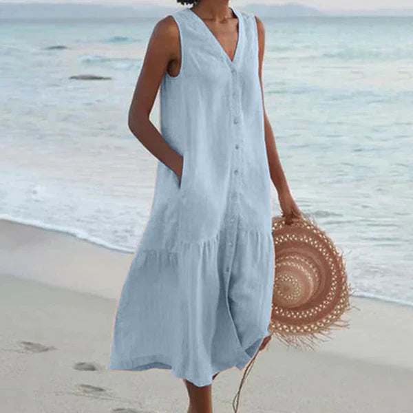 Ercilia | Vestido elegante sin mangas con cuello en V