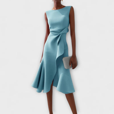 Andria | Vestido midi asimétrico drapeado