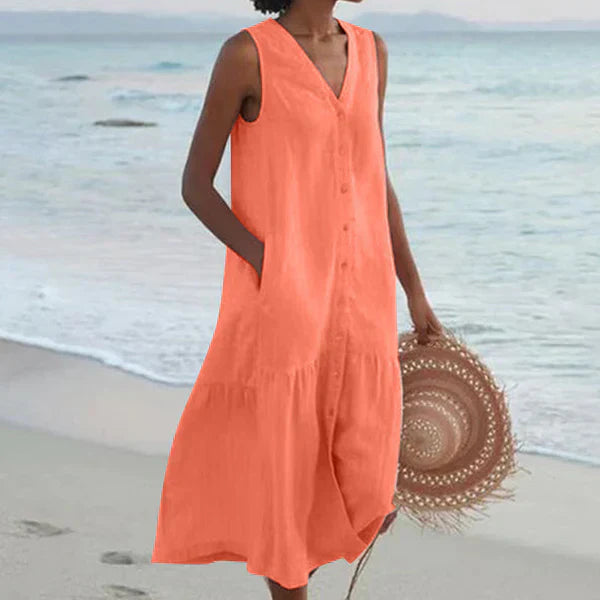 Ercilia | Vestido elegante sin mangas con cuello en V