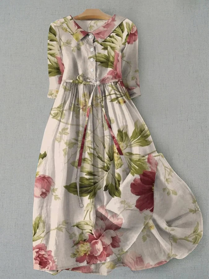Baylee | Vestido floral vintage con cordones en la cintura