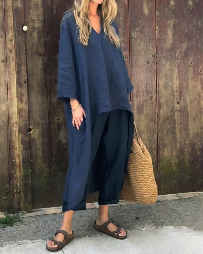 Elvita - Conjunto chic de dos piezas con elegancia sin esfuerzo y estilo versátil