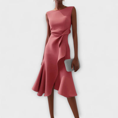 Andria | Vestido midi asimétrico drapeado