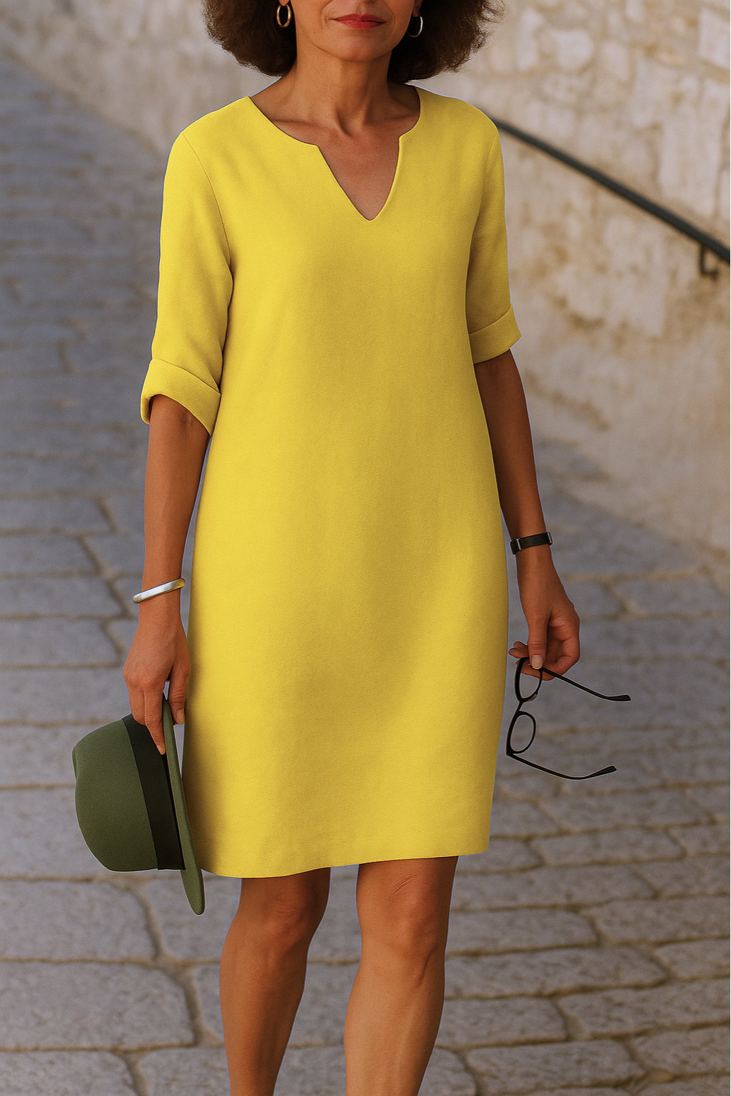 Raquel - Elegante vestido con cuello en V