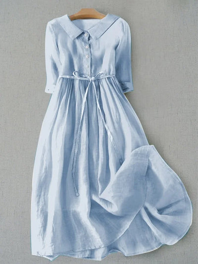 Lux | Vestido elegante de manga corta con cordones en la cintura