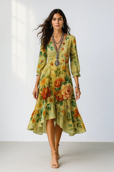 Eligia | Vestido largo bohemio y ligero con estampado floral