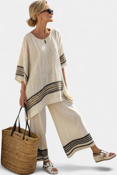 Coco | Conjunto de lino con rayas y corte ancho