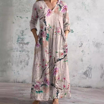 Dita | Vestido de verano con cuello en V y estampado floral