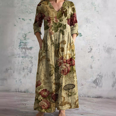 Dita | Vestido de verano con cuello en V y estampado floral