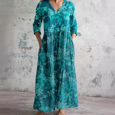 Dita | Vestido de verano con cuello en V y estampado floral