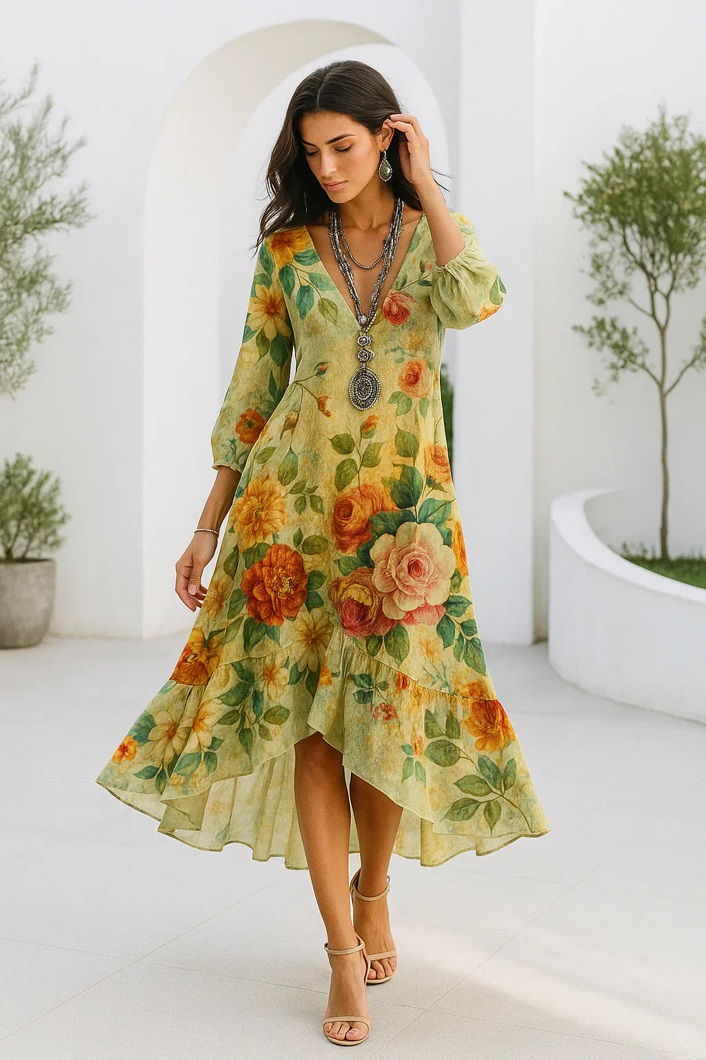 Eligia | Vestido largo bohemio y ligero con estampado floral