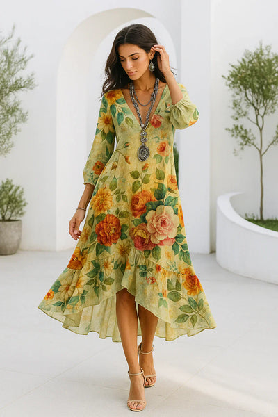 Eligia | Vestido largo bohemio y ligero con estampado floral