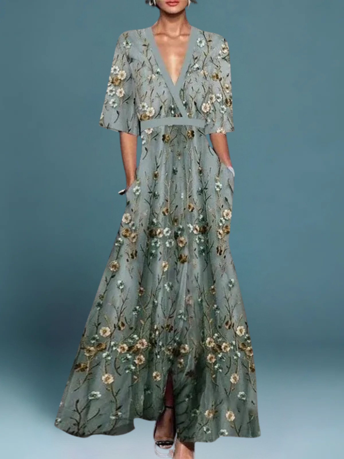 Maria - Vestido largo floral elegante