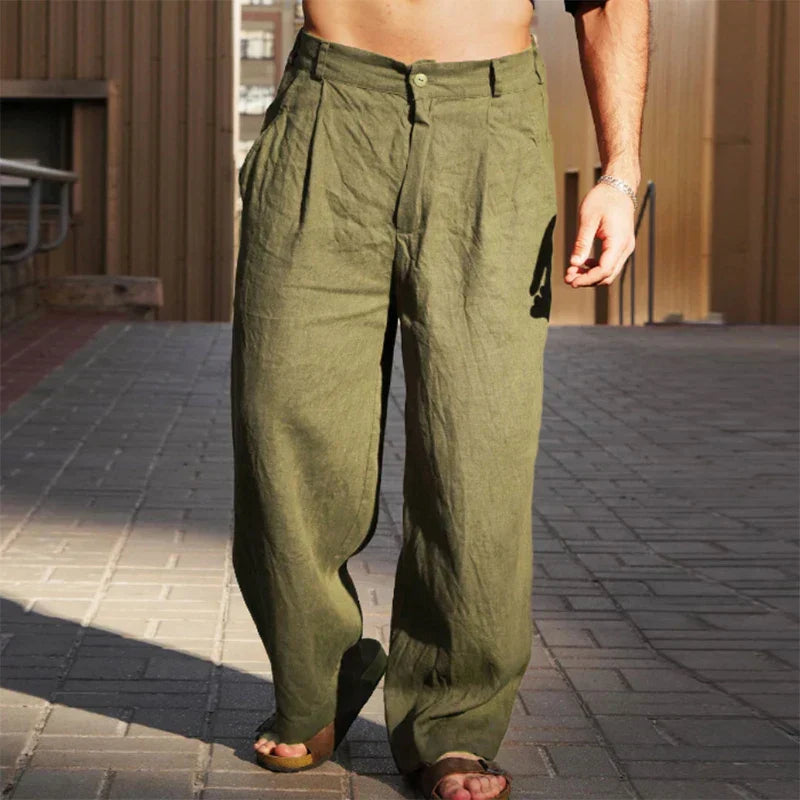Erik | Pantaloni Di Lino a Gamba Larga