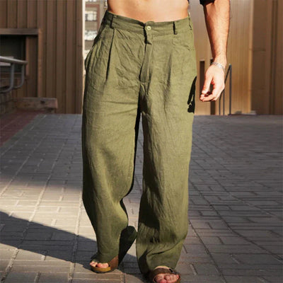 Erik | Pantaloni Di Lino a Gamba Larga