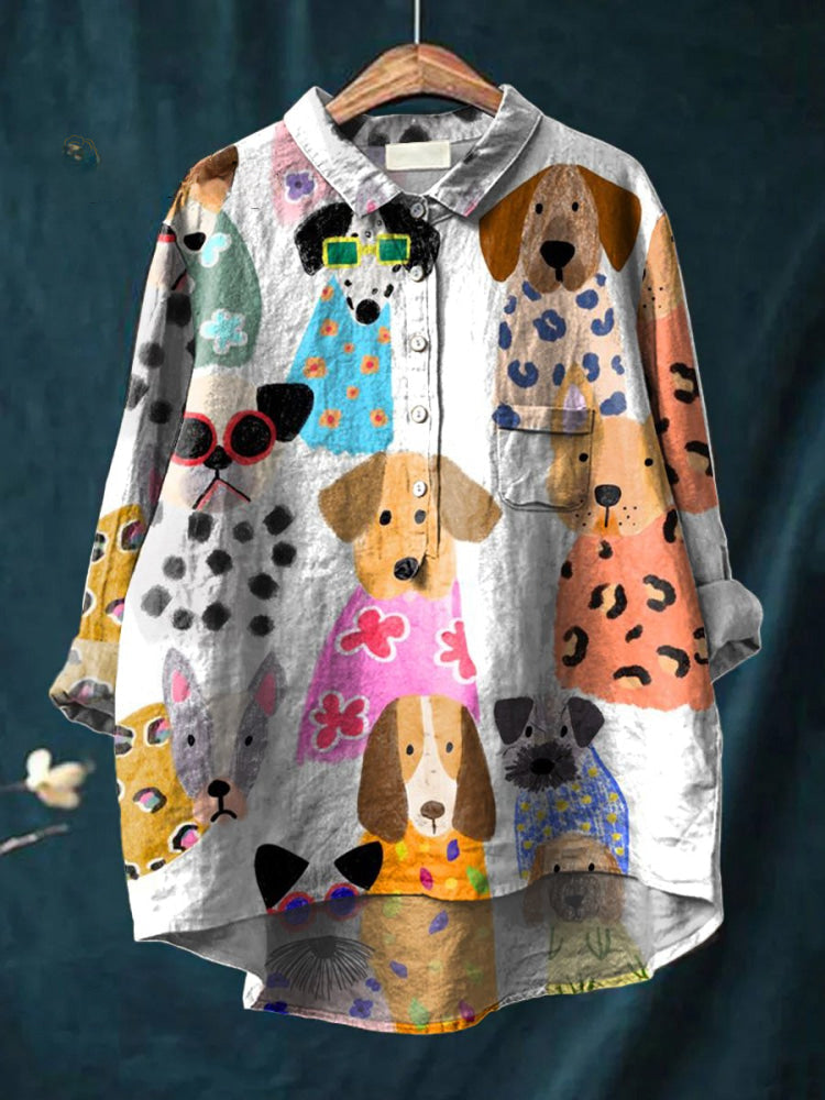 Sandra | Camisa con estampado de perro Pawsitive