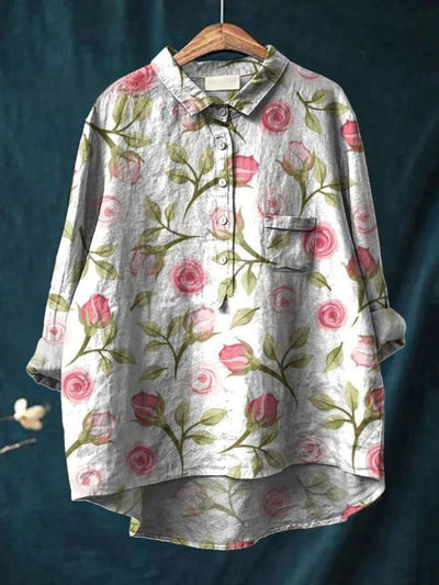 Lina | Camisa con bordado floral vibrante