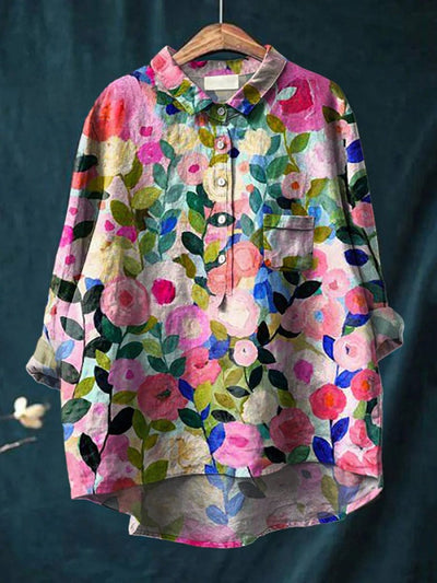 Lina | Camisa con bordado floral vibrante