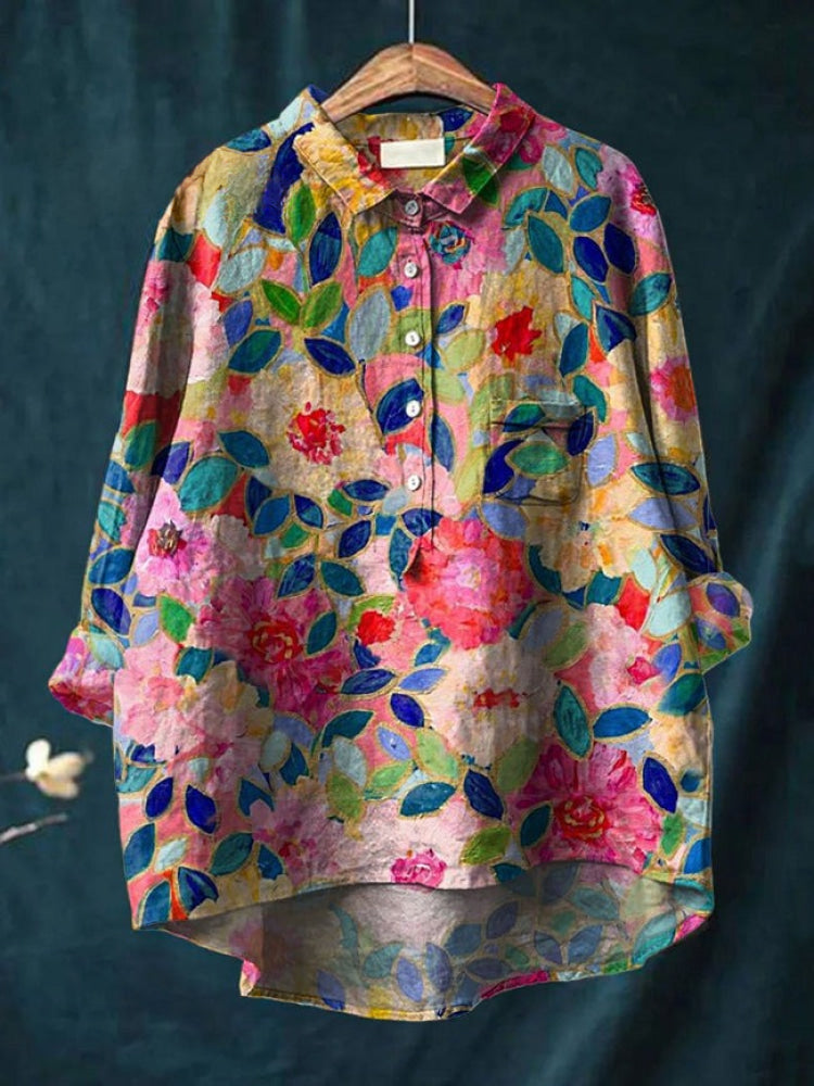 Lina | Camisa con bordado floral vibrante