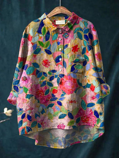 Lina | Camisa con bordado floral vibrante