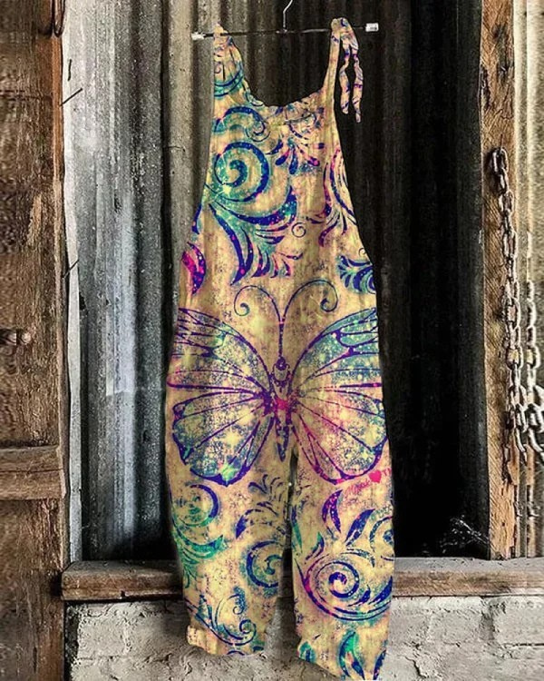 Brisia | Pantalones vintage con estampado de mariposas para mujer: comodidad y estilo para cualquier ocasión