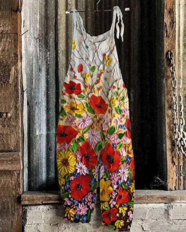 Noelia | Mono floral vintage: estilo desenfadado para mujer, elegante y cómodo
