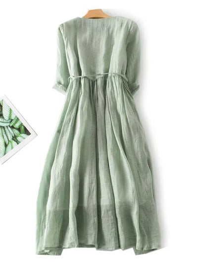 Arya | Vestido de mujer de estilo retro con cuello redondo y cordones en la cintura