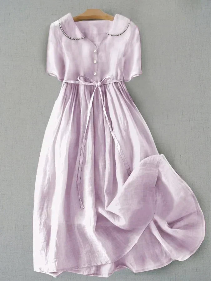 Isla | Elegante vestido de algodón y lino con manga media