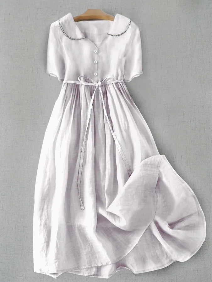 Isla | Elegante vestido de algodón y lino con manga media