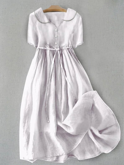 Isla | Elegante vestido de algodón y lino con manga media